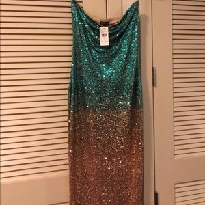 ***Sold***Green and gold sequined midi dress